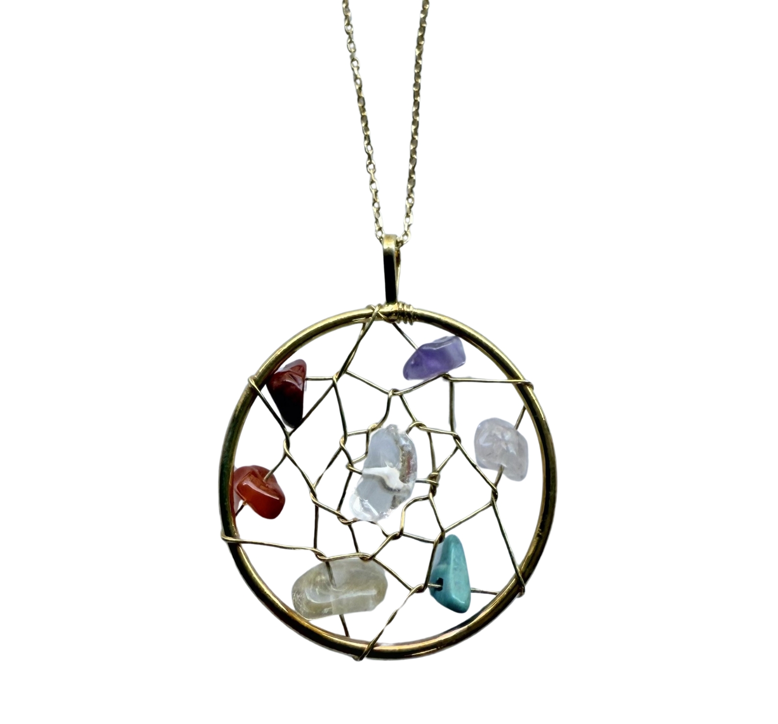 Colgante Atrapasueños con Piedras Naturales en Plata