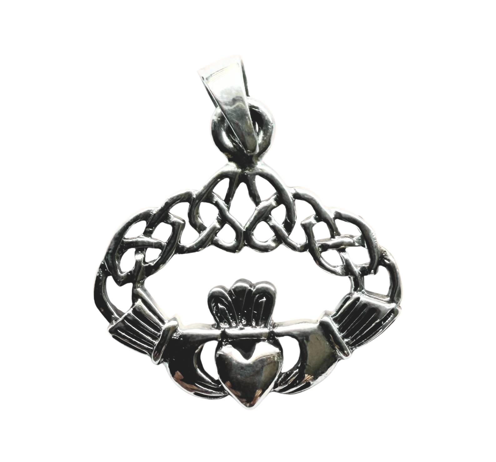 Colgante en Forma de Corazón en Mano en Plata