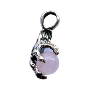 Pendentif Griffe du Pouvoir avec Sphère de Quartz Rose Naturel